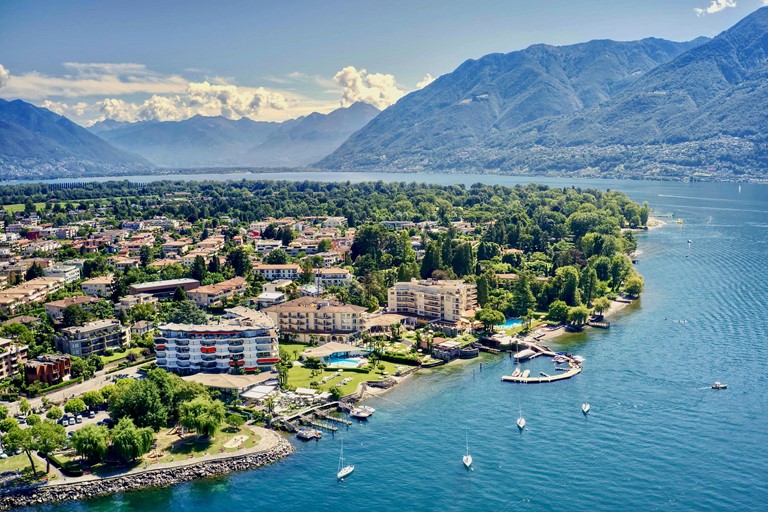 Locarno Region, Ascona lake shore, Lake Maggiore view, Ticino, Switzerland 