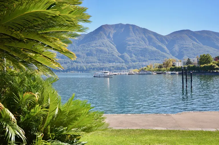Locarno Region, Locarno lake shore view, Lake Maggiore view, Ticino, Switzerland 