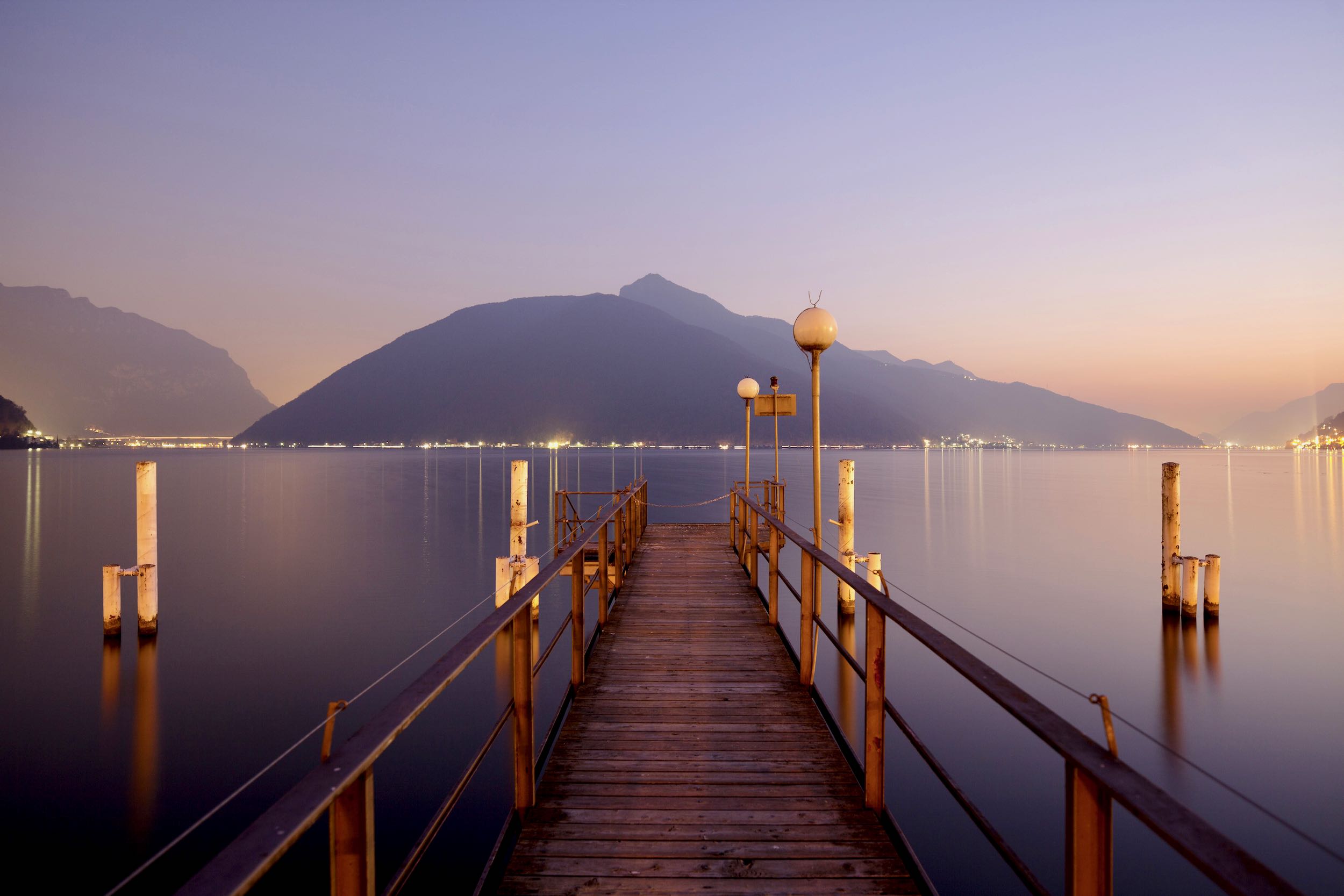 Lugano Region in the evening sun at Lake Lugano, Ticino, Switzerland